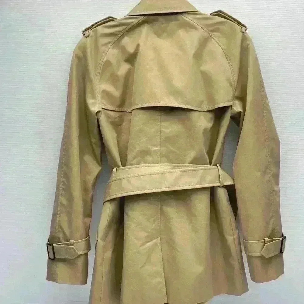 NWOT Coach Khaki and Leopard Belted Short trench coat size xs - Picture 11 of 17